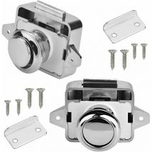 2 Pcs Verrouillage Push Lock Verrouillage de meubles de camping-car Verrouillage de bouton de verrouillage en métal Tiroirs à verrouillage Push Lock