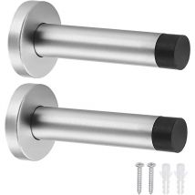 Tigrezy - 2 PCs Wall Mounted Door Stopper Heavy Duty Stainless Steel Door Stops with Rubber Buffer Doorstop with Screws and Anchors for Indoors to