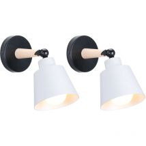 2 Pezzi Applique da Parete Interno, Moderna Lampada da Parete con Paralume Regolabile E27 Edison per Soggiorno Camera da Letto Sala da Pranzo (Bianco
