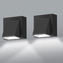 2 Pack Applique Extérieur Murale, 5W cob Applique Murale Exterieur led, 6000K Luce Freddo IP65 Impermeabile Lampe Murale Extérieures in Alluminio per