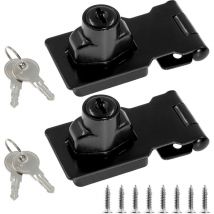 2 Pezzi Cassetto Armadio Serrature Chiusura a Chiave Hasp Chiusura con Vite per Mobili Garage Scatole Nero - 2,5 Pollici