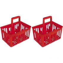 2 pezzi Cestello porta bottiglie 6+6 posti in dura plastica di resina rosso con manico per trasporto