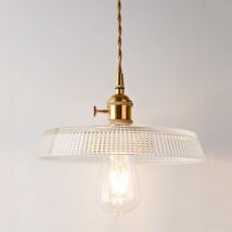 E27 Lampade a Sospensione Vintage Lampadario da Soffitto Art D'eco Plafoniera Vetro Metallo Ø24,5CM