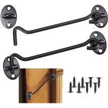 2 Pezzi Gancio Finestra con Viti Gancio per Cabina in Acciaio Inossidabile per Giardino Garage Fienile Nero - 20cm