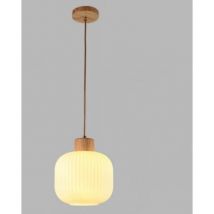 Lampadari a Sospensione Moderno Lampada a Soffitto Vetro Legno Plafoniera Regolabile Ø29CM
