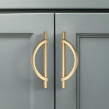2 Pezzi Maniglia per Armadio Moderne 128mm Maniglie per Mobili Cassetti con Viti Ottone Spazzolato
