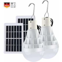 Vurahome - 2 Pièce Solaire Alimenté Ampoule Led, 12w Lampe Solaire Rechargeable Avec Télécommande Pour Camping