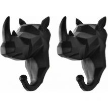 Ayyqh - 2 pièces crochet porte-manteau crochet animal crochet porte-manteau porte-clés Tenture murale (rhinocéros noir