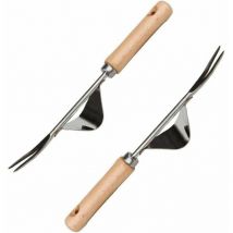 2 Pièces Outils de Fourche de Jardin, Adélala Outil de Jardin pour Désherbeur Manuel en Acier Inoxydable, Outils de Désherbage Manuels, pour Jardin,