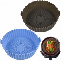 Ersandy - 2 pièces Panier en Silicone Accessoires de Friteuse, Panier en Silicone Réutilisable 16x14cm pour Airfryer,Micro-Ondes, Le Moule à Gâteau,