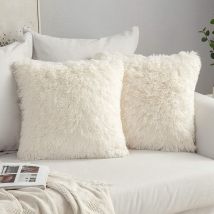 Lot De 2 Housses De Coussin En Fausse Fourrure Moelleux Doux Décoratif 43 43Cm