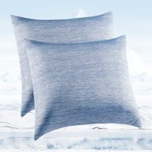 Xinuy - Ahlsen 2-piece cooling pillow cover, double-sided design and hidden zipper, soft and breathable pillowcase 45x45 blue