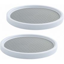 Cyslmuk - 2 Piece Plastic Spice Carousel Set, 360° Rotating Round Storage Carousel, Multi-Purpose Kitchen Cabinet Carousel for Refrigerator, Cabinet,