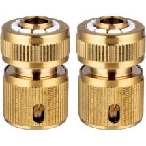 2 Pièce Raccords Rapide Tuyau d'arrosage en Laiton, Rapide Raccord Connecteurs pour Tuyau d'arrosage dans Le Jardin Quick Connectors