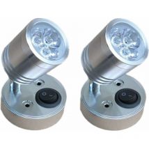2 pièces 12V led Spot Lampe de Lecture Murale Lampe de Chevet Interrupteur réglable Camping-Car e cylindrique Flexible éclairage intérieur pour