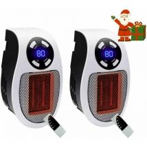 Swyeoot - 2 Pieces 500 Watt Ceramic Fan Heater Mini Fan Heater Economical Space Saving Portable Plug-In Heater with Thermostat and Timer, for Office,