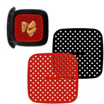 Linghhang - 2 Pieces 7.5 Inch Square Air Fryer Coating Non-Stick Coating, Air Fryer Accessories, Reusable Silicone Air Fryer Mat, Steamer Basket