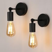 2 pièces Applique Murale Intérieur Vintage Lampe murale Pour chambre à coucher, salon, couloir, entrée Noir E27 Base