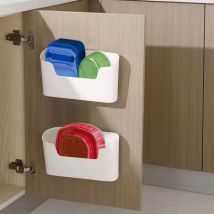 2 pièces Armoires de Cuisine Porte Boîte de Rangement,Autres rangements,Adhésive Boîte de Rangement Murale,pour armoire, salle de bain,