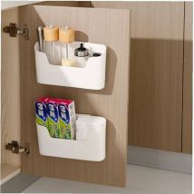 2 pièces Armoires de Cuisine Porte Boîte de Rangement(Blanc), Adhésive Boîte de Rangement Murale,Armoire/Salle de Bains/Réfrigérateur Boîte