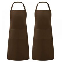 2 Pièces brun Tabliers de Cuisine pour Homme Femme, Tablier de Ménage Tabliers Porte-Outils avec 2 Poches pour Barbecue, Tablier Jardinier Adultes