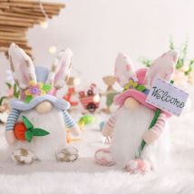 2 Pieces Bunny Dwarf Home Decor, Handmade Cut Plush Dwarf Home Indoor Spring/Summer Decoration, Elf Dwarf Dolls Dwarf Ornaments for Kids Boys Girls