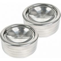 2 pièces cendrier en acier inoxydable avec couvercle pour l'extérieur avec couvercle coupe-vent cendrier rotatif en acier inoxydable (argent, 11,7 ×