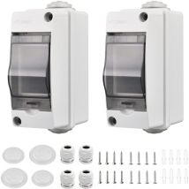 Beijiyi - 2 Pièces Coffret Electrique Etanche Petit, Coffret Electrique Etanche Exterieur IP65 2 Modules, Avec 2 Connecteurs, pour une Utilisation à