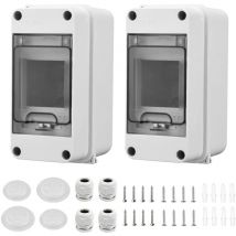 Beijiyi - 2 Pièces Coffret Electrique Etanche Petit, Coffret Electrique Etanche Exterieur IP65 3 Modules, Avec 2 Connecteurs, pour une Utilisation à