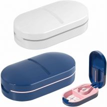 2 Pièces Coupe-comprimés, Coupe-pilules 2 en 1, Coupe-comprimés Portable, Séparateur de Comprimés Avec Compartiment de Rangement pour Pilules