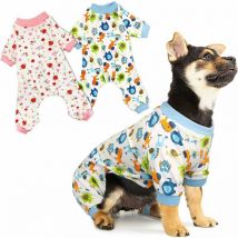2 pieces Cute Cat One Piece Pajamas, Soft Puppy Onesie, Pet Jumpsuit, Comfy Bodysuits, xs