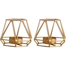 2 Pièces de Bougeoirs de Bougie Chauffe-Plat Géométriques, Ornements de Chandeliers de Table en Or (2 x Petit)
