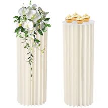 2 pièces de carton colonne de fleurs vases, blanc pliable colonnes de papier d'affichage, en forme de cylindre de fleurs de mariage centres de table,