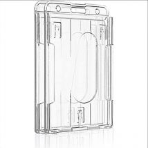 2 pièces de porte-cartes d'identité transparents pour une utilisation horizontale et verticale, deux emplacements pour cartes, porte-carte