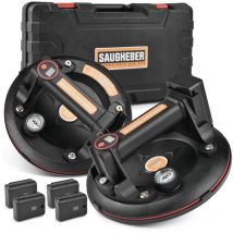Xiiw - 2 pièces de ventouses électriques professionnelles avec 4 batteries de 2600 mAh, jusqu'à 300 kg, double ventouse électrique automatique,