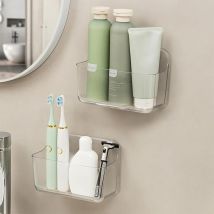 Sinbinta - 2 Pièces Etagère Douche, Étagère Salle de Bain, Etagere Salle de Bain Transparente, Étagère de Salle de Bain Sans Perçage, Rangement