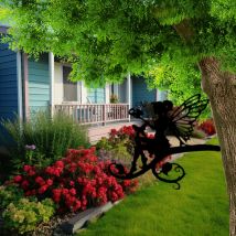 Bluedeer - 2 Pièces Fée Fleur de Fer muraux décoratifs piquets de jardin en métal pour arbre mangeoires à oiseaux pour l'extérieur ornement