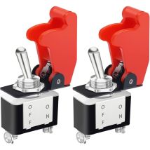 Gotrays - 2 pièces interrupteurs à bascule 12V 20A marche/arrêt 2 positions 2 broches, spst interrupteurs,avec couvercle de sécurité rouge pour