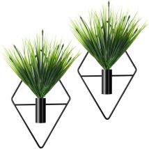 2 Pièces Jardinières Suspendues en Métal Vase Mural Géométrique avec Plante Artificielle Porte-Plante Suspendu Moderne Pot à Suspendre Géométrique