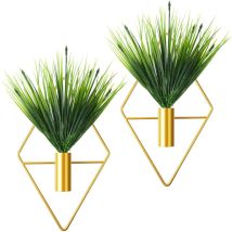 2 Pièces Jardinières Suspendues en Métal Vase Mural Géométrique avec Plante Artificielle Porte-Plante Suspendu Moderne Pot à Suspendre Géométrique