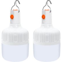 Lanterne Portable à Suspendre LED - 2 Pièces - 3 Modes D'éclairage - Rechargeable par USB - Camping - Extérieur - Jardin