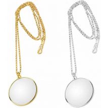 2 Pièces Lentille Monocle Loupe, Collier de Lentille Optique, Loupe Lecture Décoration, Loupe Chaîne de Bijoux, Colliers Loupe, pour Lire des Livres,
