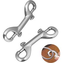 2 Pièces Mousqueton Inox, Mousqueton à Double Extrémité Clips, Mousqueton Laisse Chien, Double Extrémité Clip Crochet, Mousqueton Double Boulon,