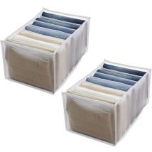 2 Pièces Organisateur de Tiroir Pliable Grand Capacité Organiseur de Commode Boîte de Rangement Pliable Vêtements pour Ranger Jeans, t-shirts, Blanc,
