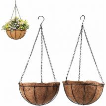 2 Pièces Panier de Fleurs à Suspendre en Métal, Panier de Fleurs à Suspendre en Fibre de Coco, Panier de Fleurs à Suspendre, pour Culture Plantes