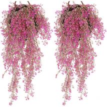 2 Pièces Panier Fleurs Artificielles sur Mur, Panier Suspendu Fleur Artificielle, Plantes Artificielles Suspendues, Plantes Tombantes Artificielles,