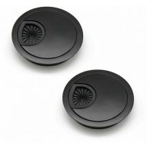 2 Pièces Passe Cable 60 mm Couvercle du Trou de Câble pour Bureaux et Plans de Travail Noir