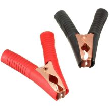 2 Pièces Pinces Crocodiles de Batterie de Voiture de 90mm de Long, Pinces de Batterie isolées 100A, Pinces de câble de Cavalier en cuivre pour Bateau