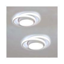 2 pièces Plafonnier led 32W Design moderne 32W Rond Lampe de Plafond Blanc Froid 6000K Pour salon chambre à coucher salle à manger bureau Blanc 28cm