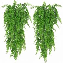 2 Pièces Plante Artificielle Retombante, Plantes Artificielles Suspendues, Fougère Plantes Artificielles Artificielles, Plastique Plante Verte